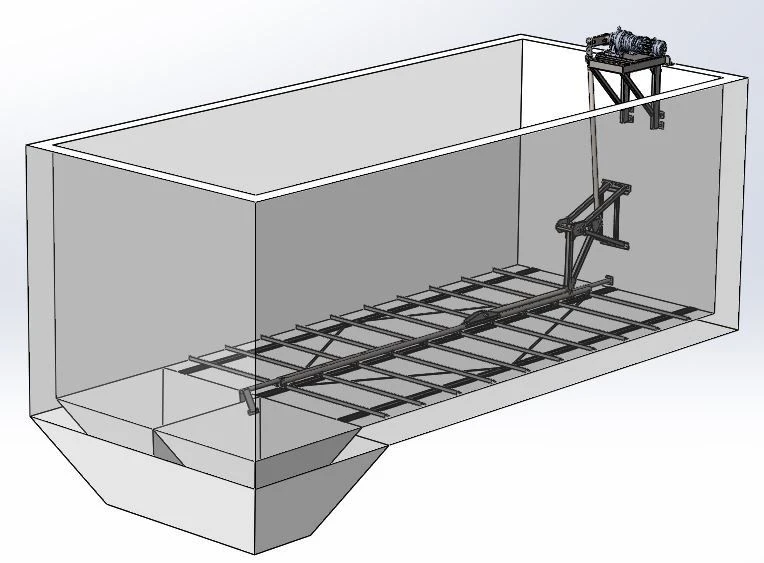 Bottom scraper for horizontal sumps