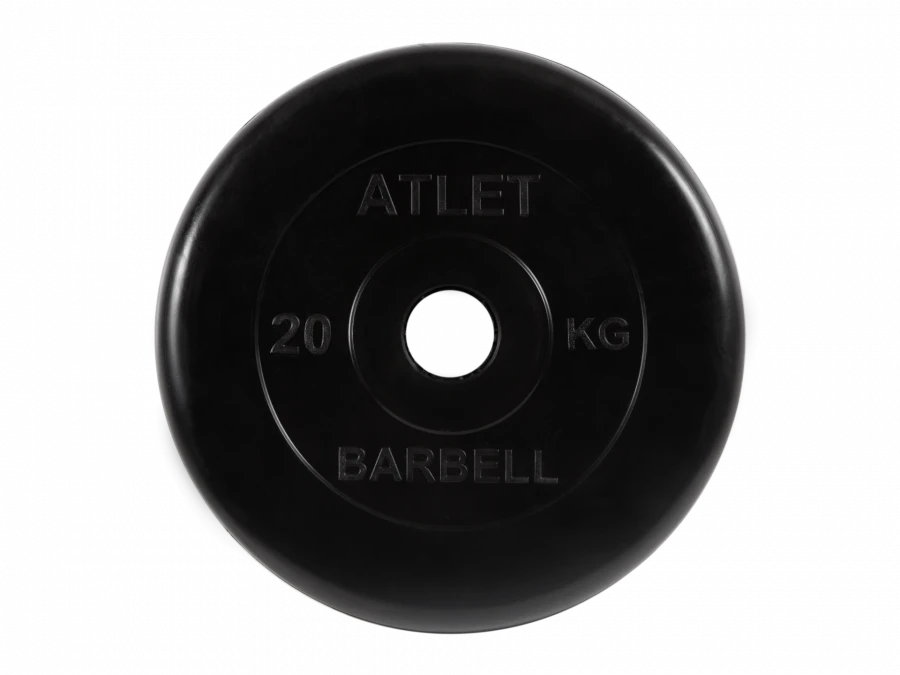 MB-AtletB51-20 Athlete rubber disc, black, 51 mm, 20 kg