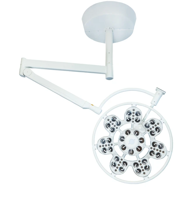 Surgical ceiling luminaire with emergency power supply adjustable single unit for low ceilings "EMALED 500 NP"