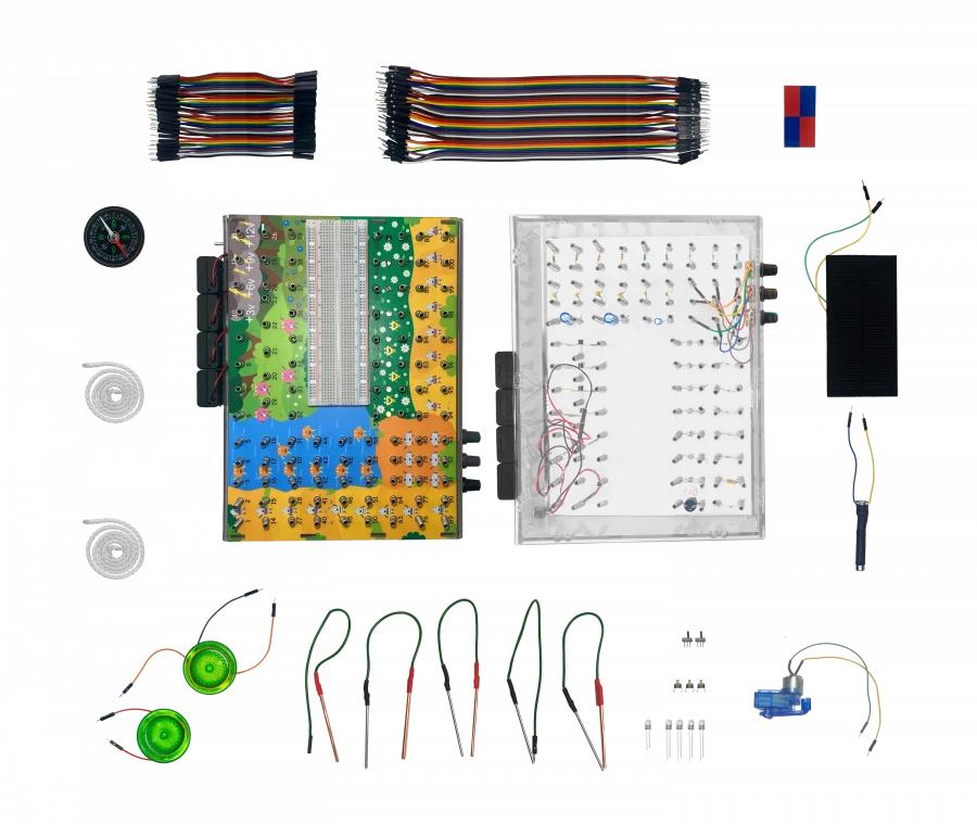 Game set for learning the basics of electricity, electronics and electrical engineering "ELECTRONICS FOR YOUNG GENIEVES"