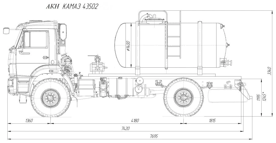 Tank truck for oil and gas condensate collection AKN/AKN-OD/AKNS 4671 P4-30 on chassis Kamaz 43502-D5