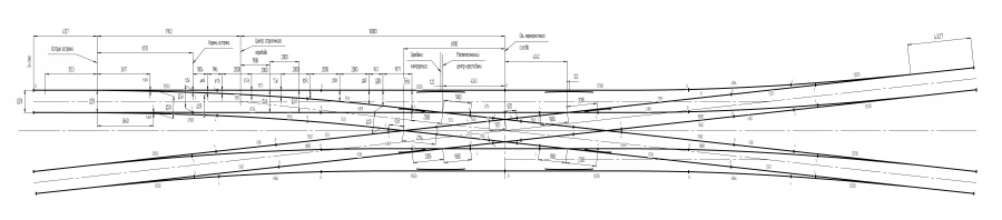 Crossing of P50 type P50 of 2/9 gauge 1520 mm with 4,0 m track spacing for metro lines of the project 2099.00.000-07