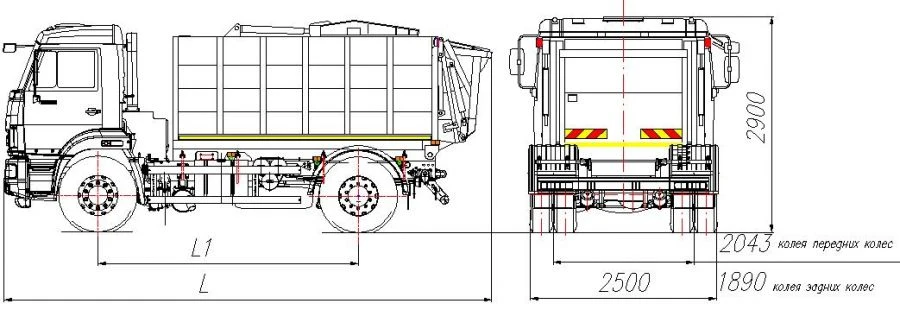 Rear-loading rubbish truck model MK-4540-04