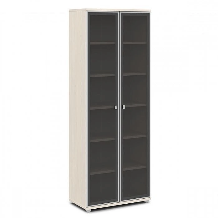 Wooden filing cabinet with glass doors