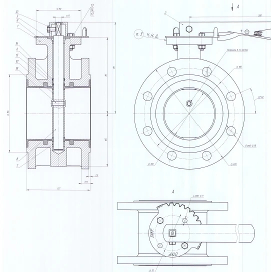 Manually operated disc gate valve, flanged, cast iron DN 100 PN 1,6 MPa IJKL.494425.020
