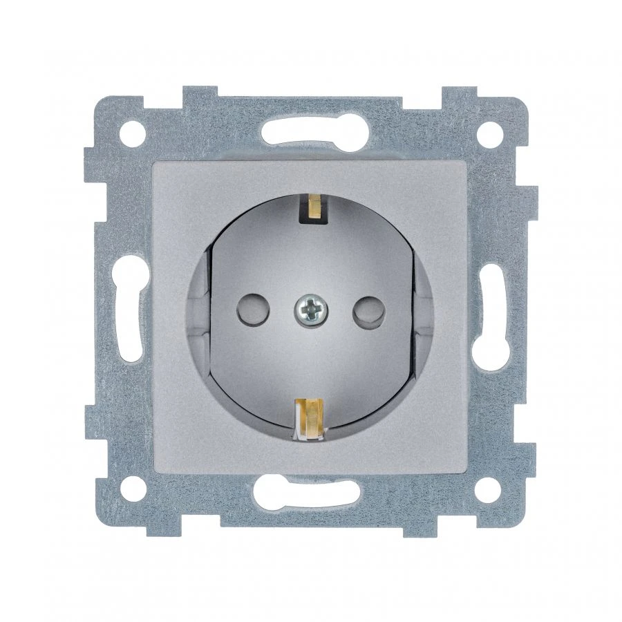 "MARIA" Single socket outlet mechanism with socket outlet with blind socket, wired w.c., colour white. RS16-446 "aluminium"