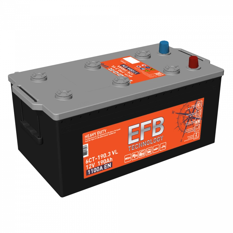 Lead-acid starter battery TUBOR EFB 6ST-190.3(4) VL (EN)
