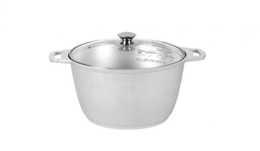 Cast aluminium 6L saucepan (uncoated) TM Kukmara, with glass lid