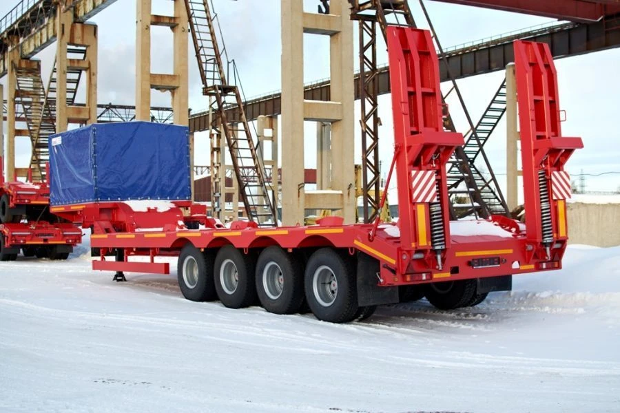 Semitrailer Politrans 94165-050. In design: metal platform with straight load platform, with gangways, with flatbed platform