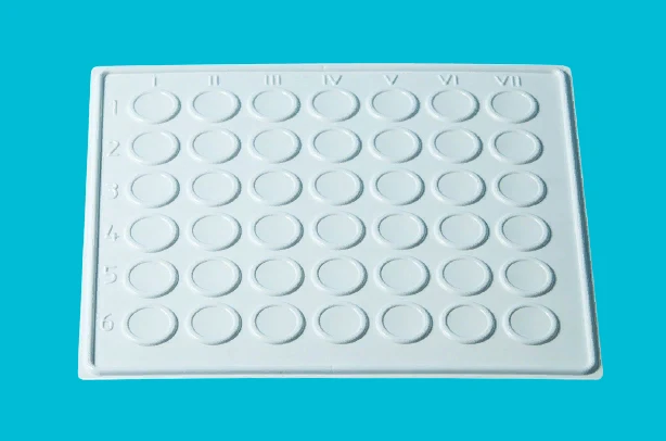 Disposable 42 well polymer immunoassay plate (white). Item No.: M-06