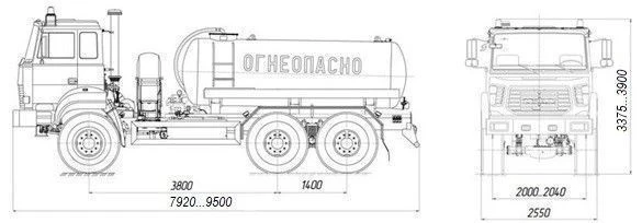 Tank truck for oil and gas condensate collection AKN/AKNS 4680L0 on URAL chassis 55571-4151-78, 55571-4151-80, 55571-41-51-82.