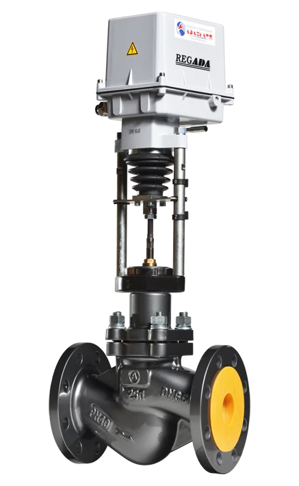 Single-seat regulating valve with electric actuator, type KR single-seat with IMI; DN 15-300; PN 16-40