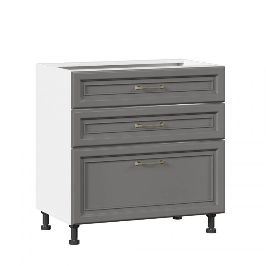 Gelatto LD.241850.000 Front set for kitchen cabinet 800 with 3 drawers LUX (4) (Onyx grey)