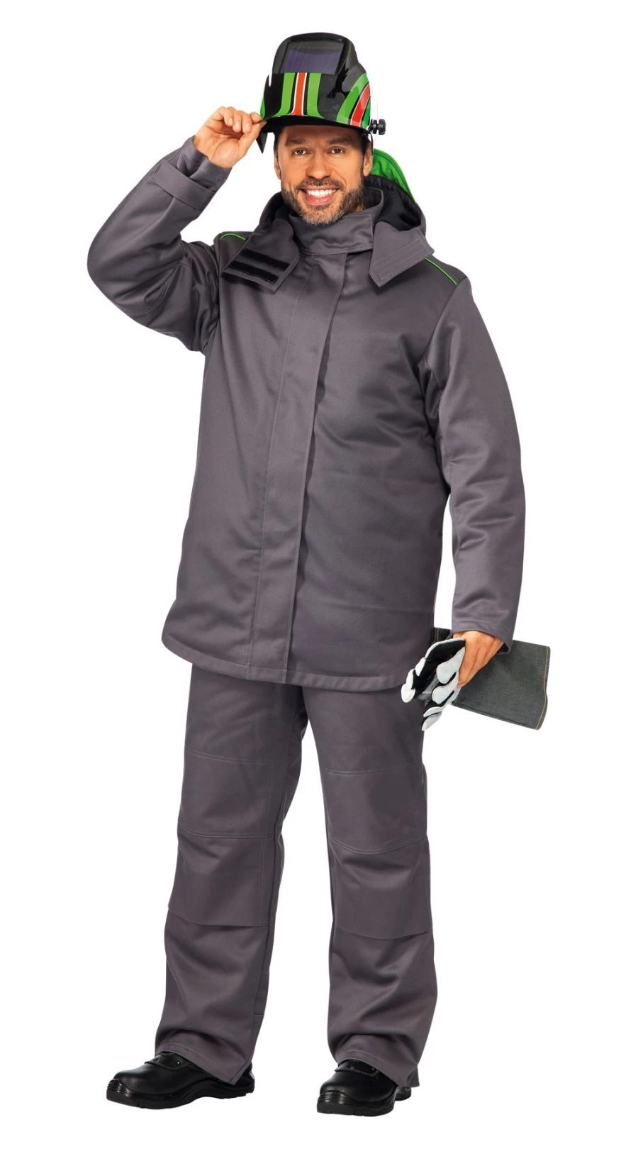 Men's costume model ZEVS-PLUS-2 (jacket, trousers with straps) for protection against elevated temperatures and mechanical effec