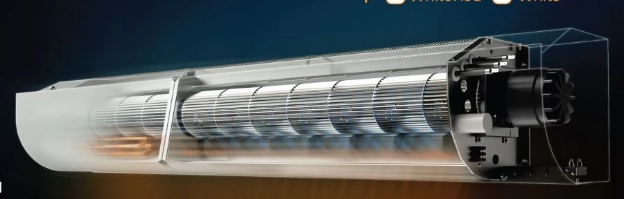Stationary electric air curtains without heat source, KALASHNIKOV trade mark (non-heated air curtains), models KAC-tt ss xx