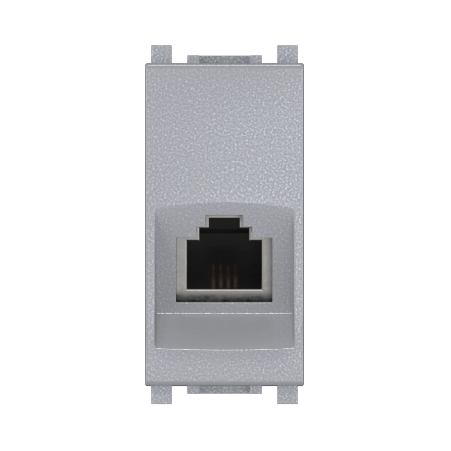 CADUCEUS ALING Experience flush-mounted telephone socket RJ12 6P4C cat.3, 1M, silver, art. 74211.S