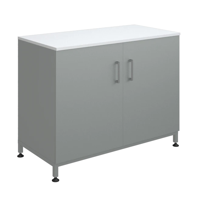 Laboratory wall-mounted table and cabinet