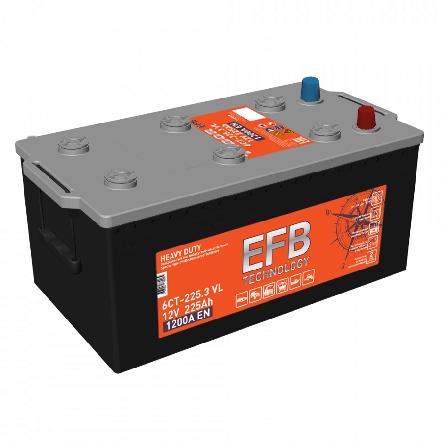 Lead-acid starter battery TUBOR EFB 6ST-225.3(4) VL (EN)
