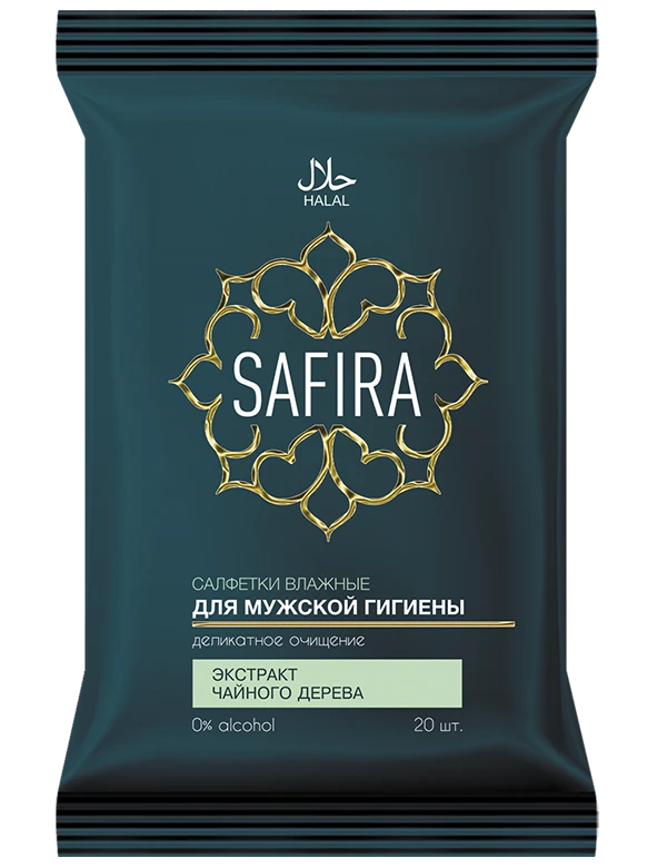 SAFIRA Wet wipes for intimate hygiene with tea tree extract for men 1/20/24