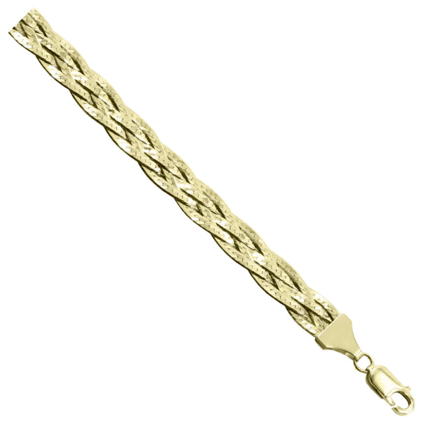 Neck jewellery in gold 585‰ Chain green Almond braid of 5 chains NC17-272 0.35MM 70SM 38.72G