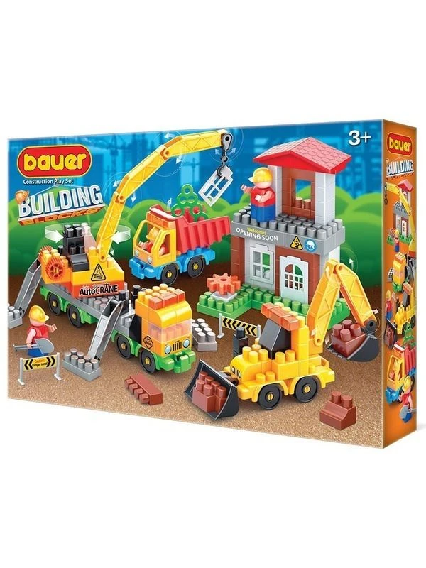 Children's developmental toy Bauer series "Construction" set "Construction site with crane, truck and tractor"