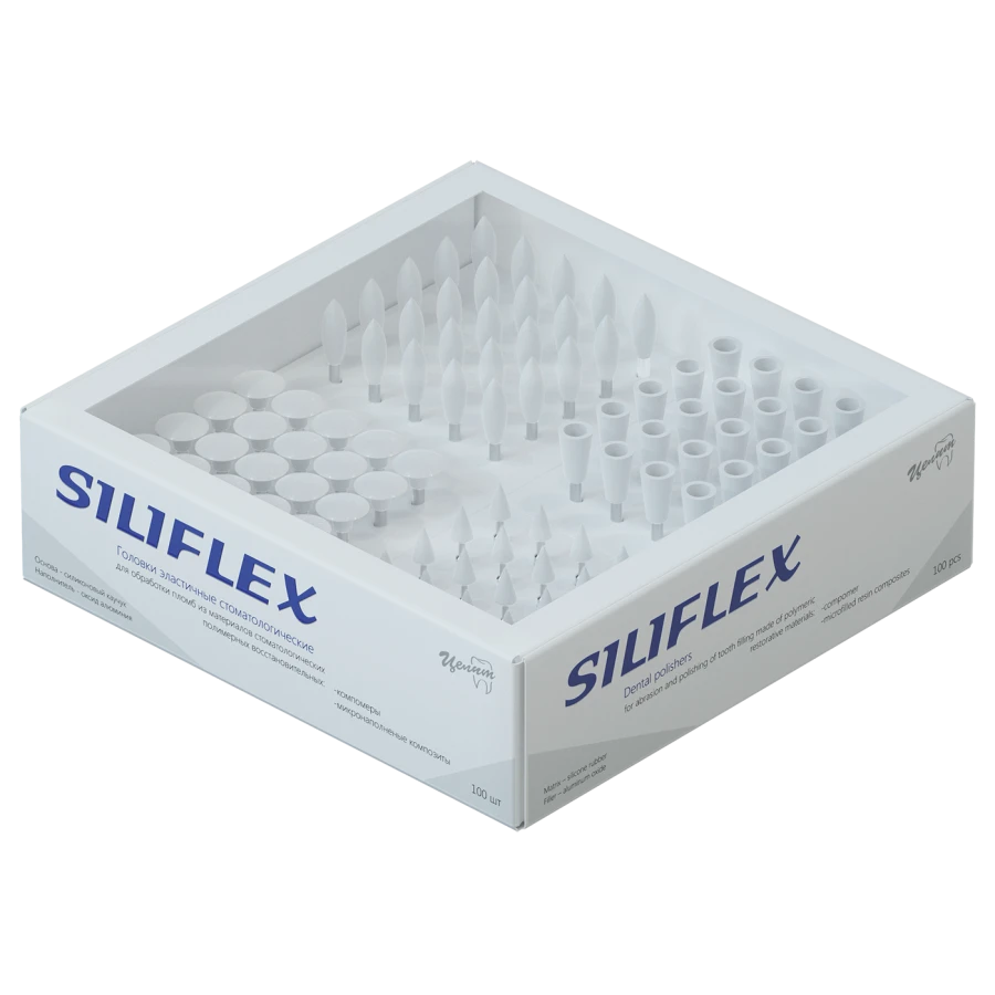SILIFLEX dental elastic heads, single-stage polishing system, set of 100 pcs, any shape SC11, SC12, SC1