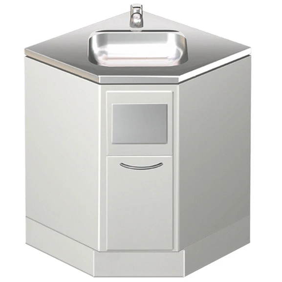 CE 135 - medical table and cabinet under sink and waste collector of angular design