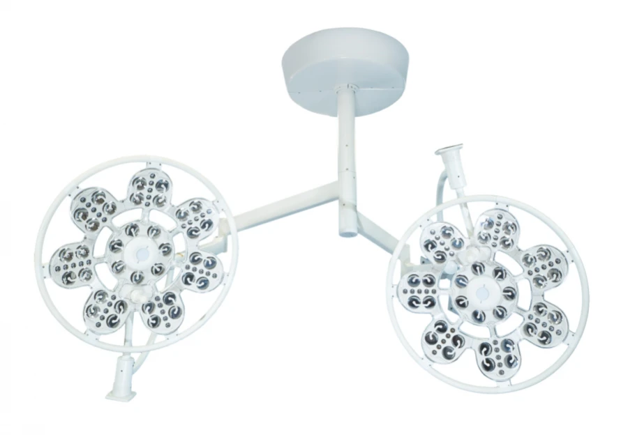 Surgical ceiling luminaire with emergency power supply adjustable two-block for low ceilings "EMALED 500/500 NP"
