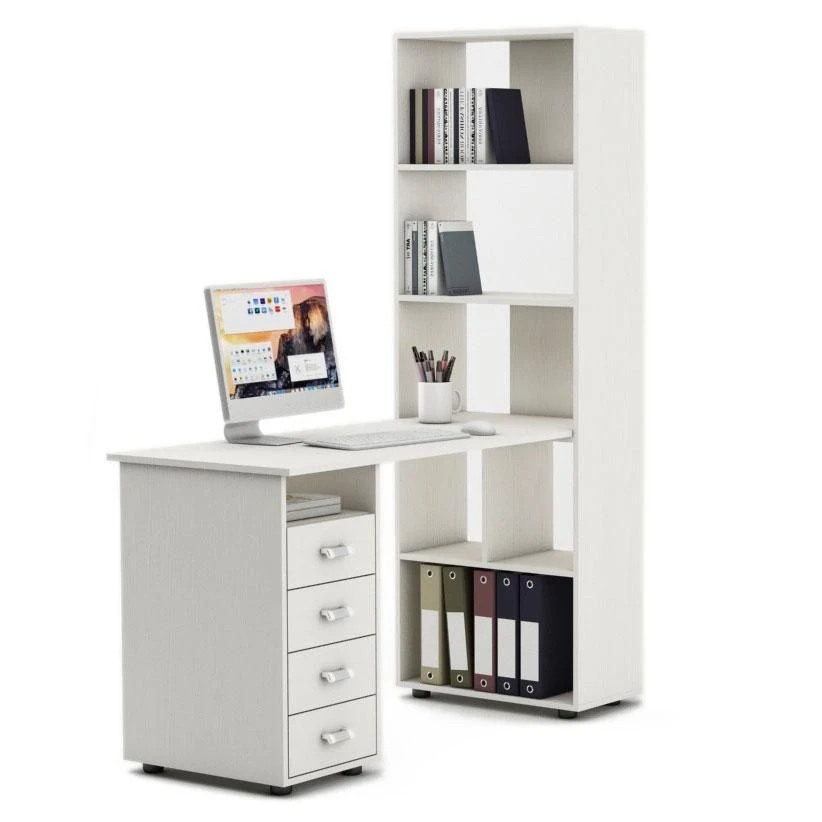 Computer desk with shelving unit