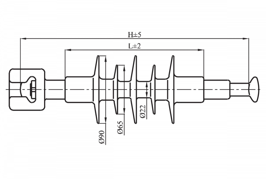 Linear suspended rod insulator with protective sheath made of silicon-organic composition LK 70/10-I-4 GP