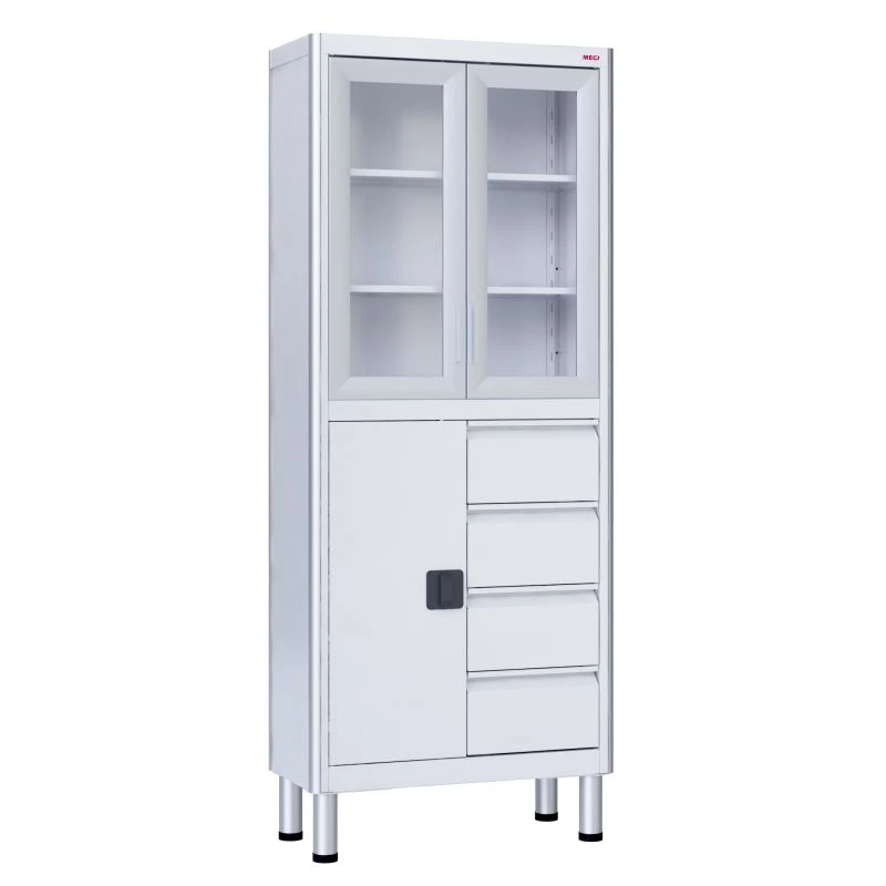 ??-02-"???" (???-7657.12) Two-section medical cabinet, two-leaf, made of aluminium profile and carbon steel, with glass.