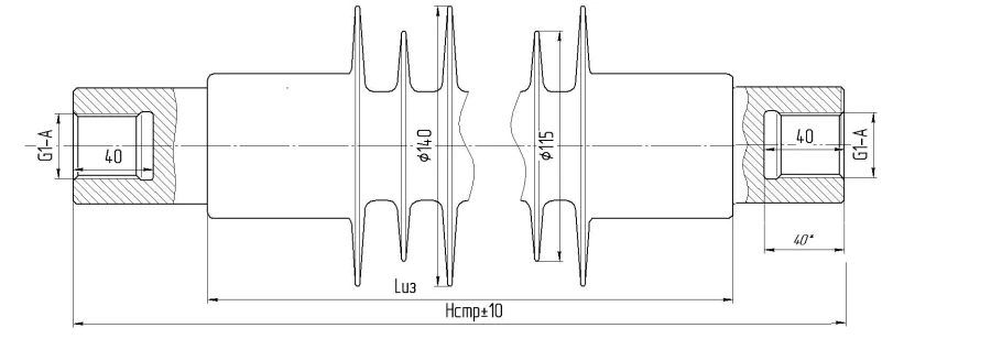 Fixing rod insulator with ribbed sheath made of organosilicon rubber FSPKr 160-25/1,1-K-R