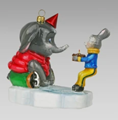 Handmade glass Christmas tree toy "Elephant's Birthday"