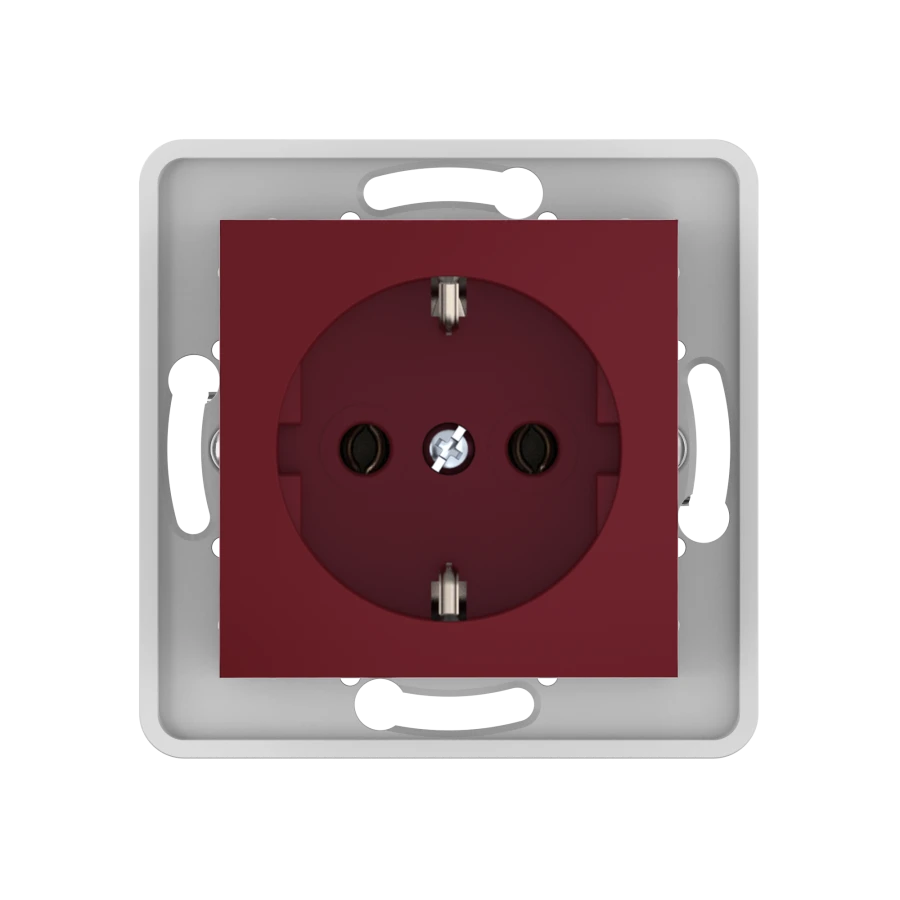 CADUCEUS ALING PRESTIGE Flush-mounted, earthed, unplugged socket outlet with plastic base 16A, 250V~, maroon, art. 6