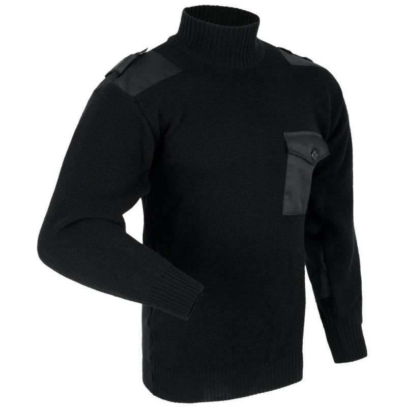 Semi-finished product(cut, coupon) of a knitted half-woolen jumper of black colour for employees of special units of internal af