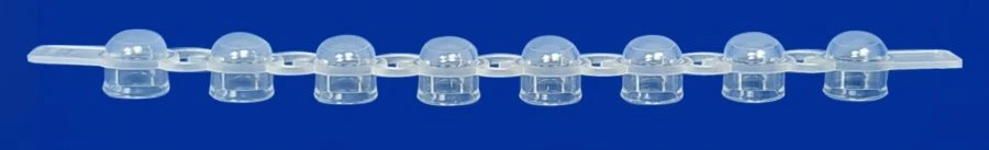 Disposable plate for laboratory research according to TU 32.50.50-017-54287340-2021: Convex 8-well lid to plate PL-2-9.