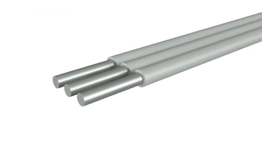 Polyvinylchloride insulated aluminium conductor wire, flat with separating base, voltage up to 450/750 V, m