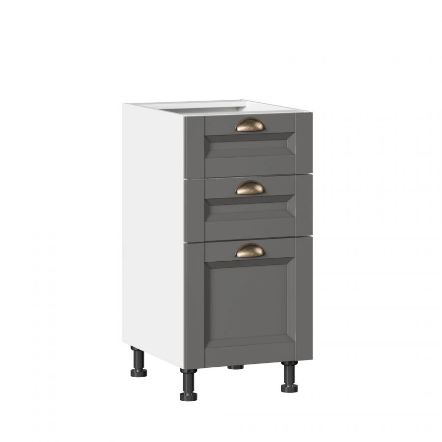 Amelie-3 LD.299800.000 Set of fronts for kitchen cabinet 400 with 3 drawers (Lux) (Onyx Grey)