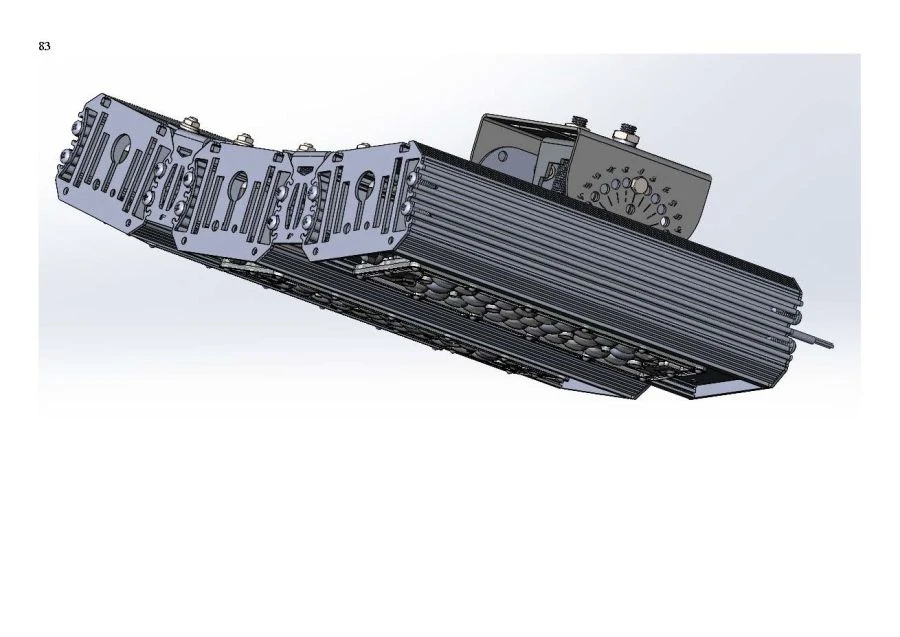 LED luminaire "Industrial Design MTM IoT" series CUBIC 160 Three modules Connection from the sides 10 degrees Mounting Console