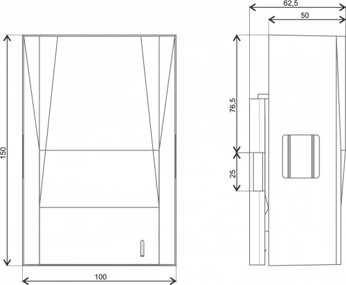 Drawing 1 — Front & Side Dimensions