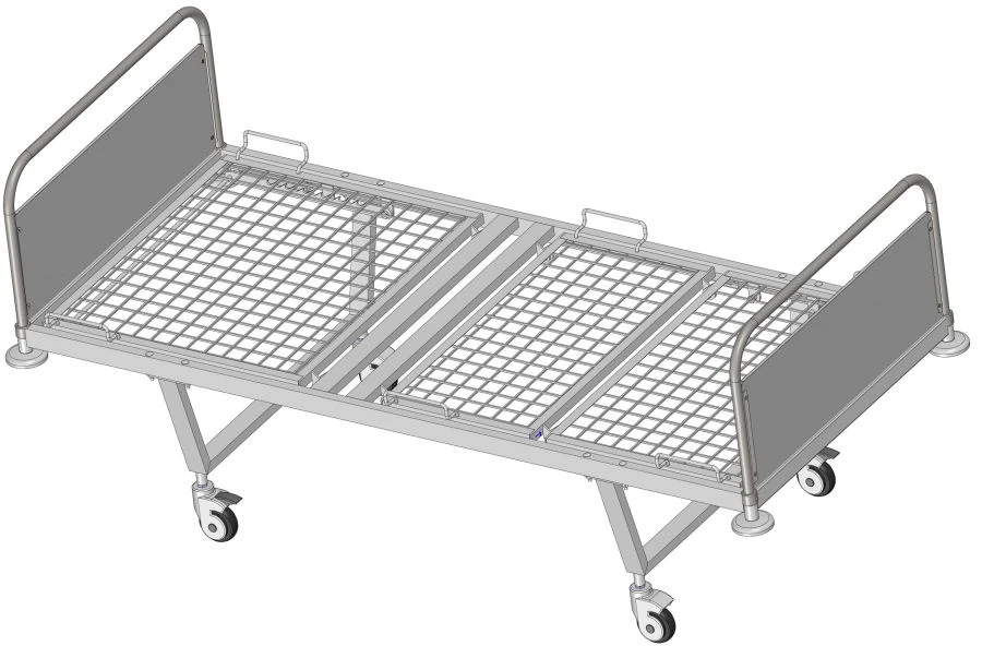 KF3-01-"MSC"(MSC-103D) - Functional bed, on wheels, metal backrests with decorative insert made of LDFB, bed - steel.