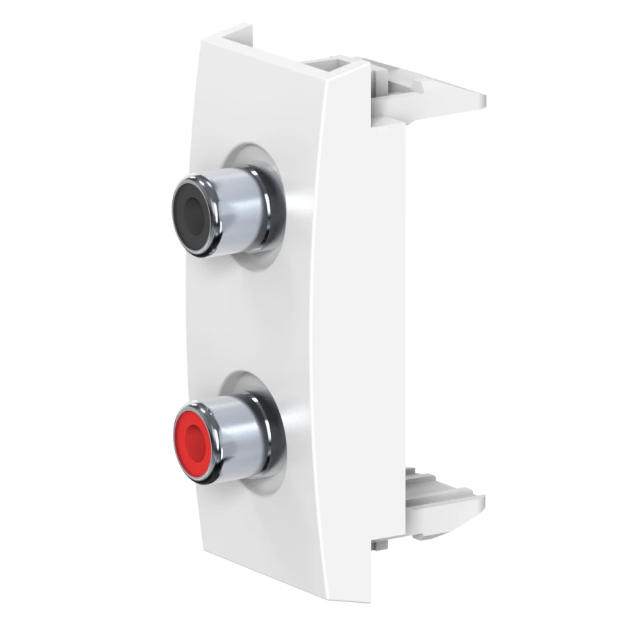 CADUCEUS ALING MODE + antibacterial Flush-mounted audio socket 2xRCA, 1M, white, art. no. A6627.