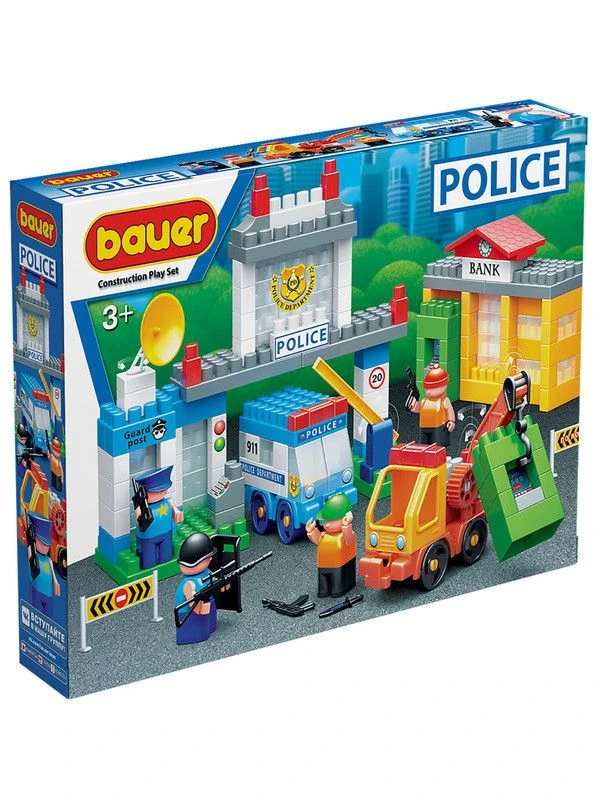 Bauer "Police" series children's educational construction set "Bank Guard" 181 pieces in a box, article 632