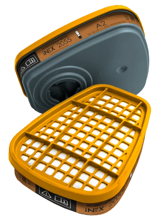 Gas mask filter of "iNEX" trade mark, model 2055 (class A2)