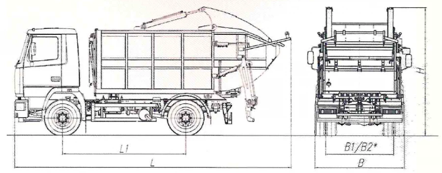 Rear-loading rubbish truck model MK-3545-01