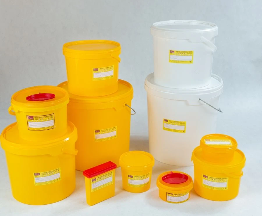 Polymer container for collection, storage and disposal of medical waste of classes A, B, C, G, disposable according to TU 32.50.