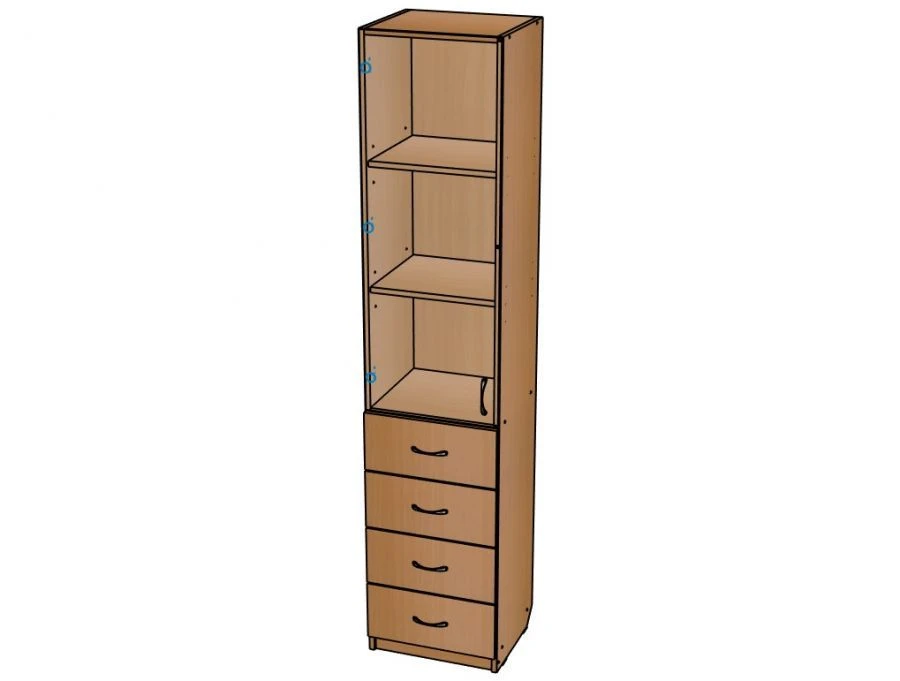 Manual cupboard with glass and drawers No. 9/ ?09
