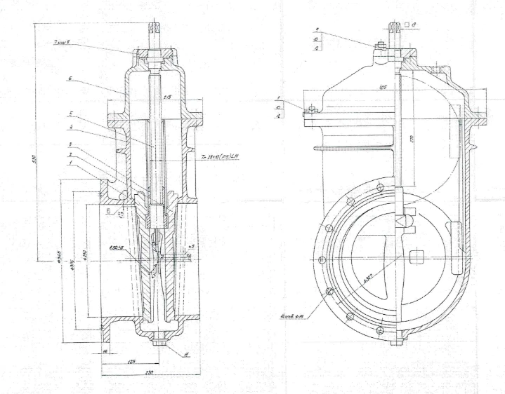 Brass wedge gate valve DN 150 PN 0,6 MPa ITSHL.491655.003 (532-01.007)