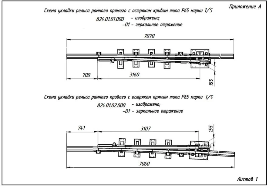 Frame rail with shank of P65 type (824.01.01.01.000/-01; 824.01.02.000/-01)