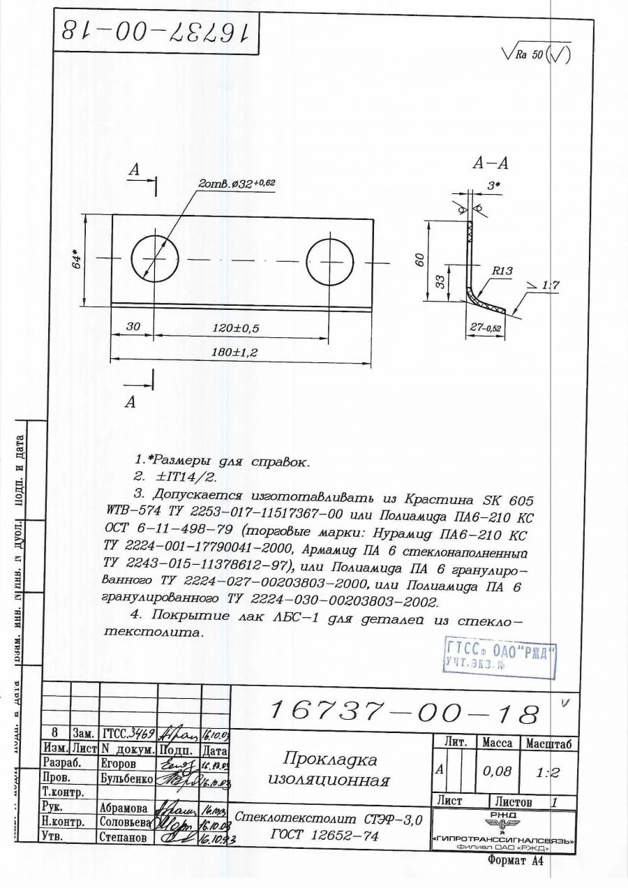 Insulating gasket 16737-00-18 of P65 working rod earring.
